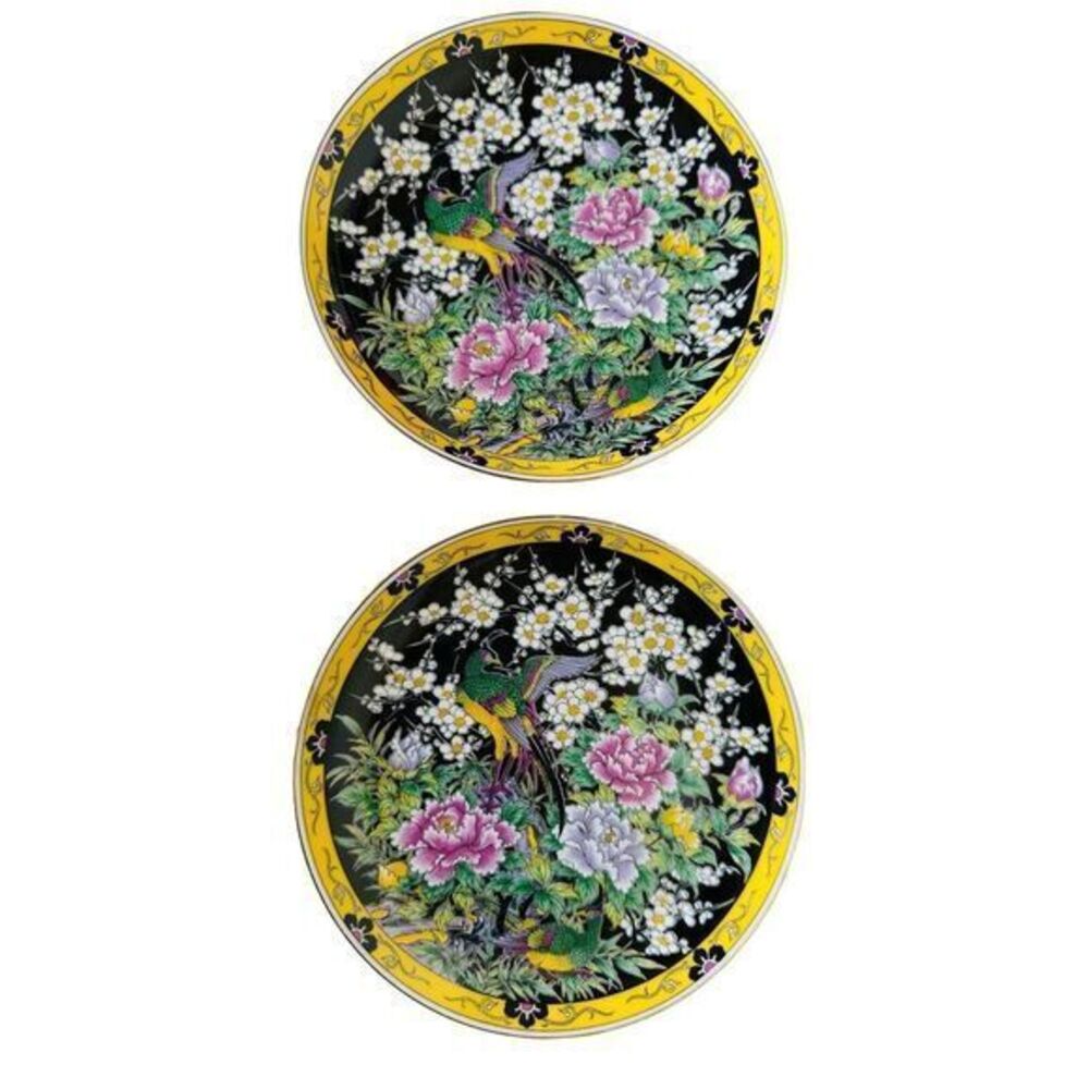 Pheasant Prunus Peonies Salad/Desert Plate‎ AA Importing Co 6.25" Made In Japan
